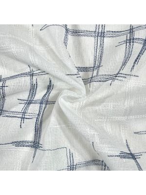 Tessuto per tende a vetro al metro H 45cm, v. Graffio Blu