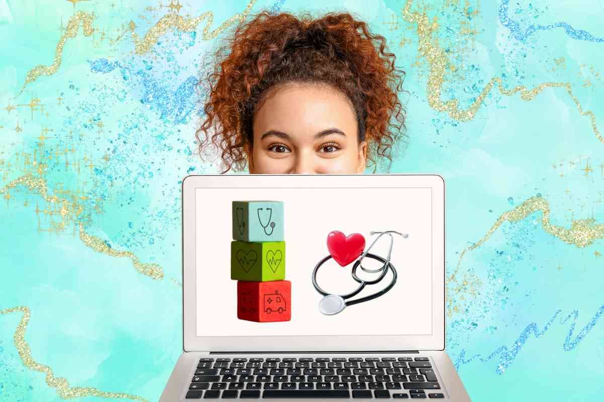Computer con simboli sanità