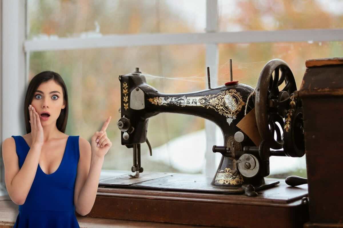 macchina da cucire donna stupita